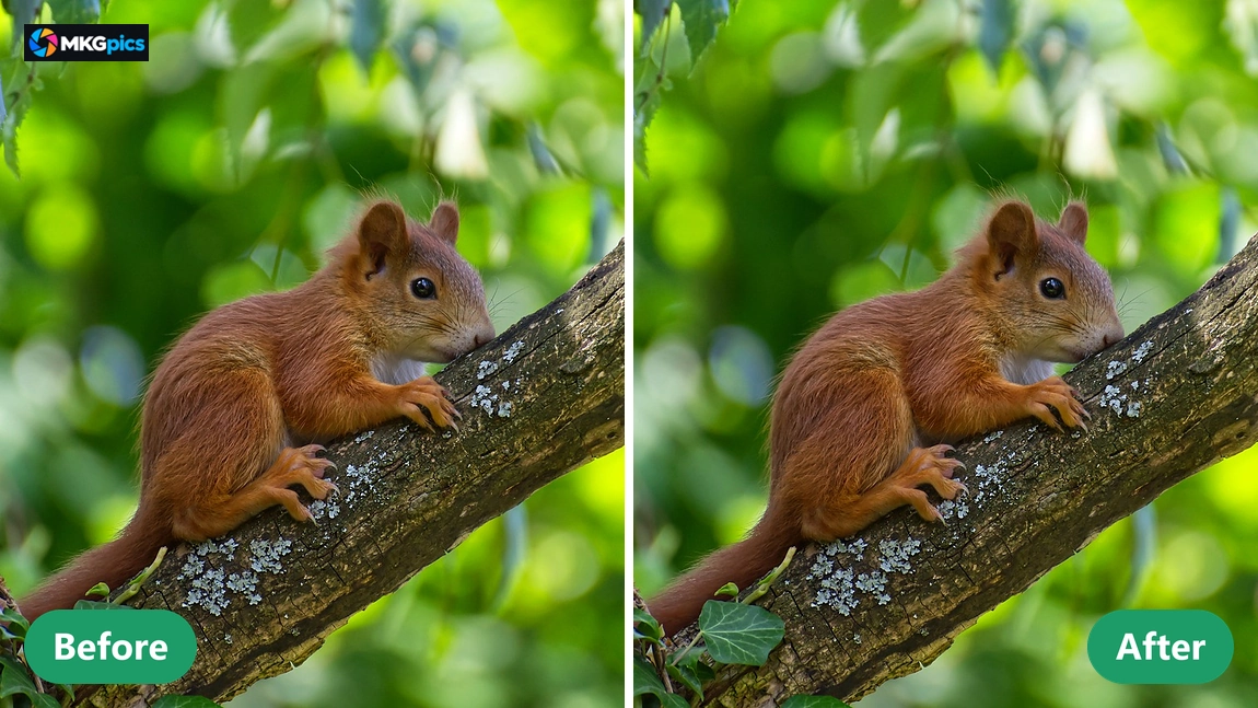 Before and after AI image upscaling