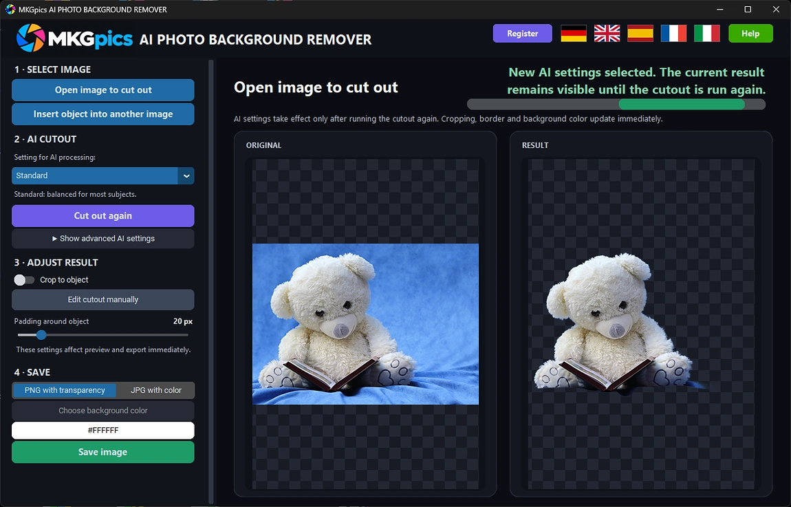 Remove backgrounds with AI